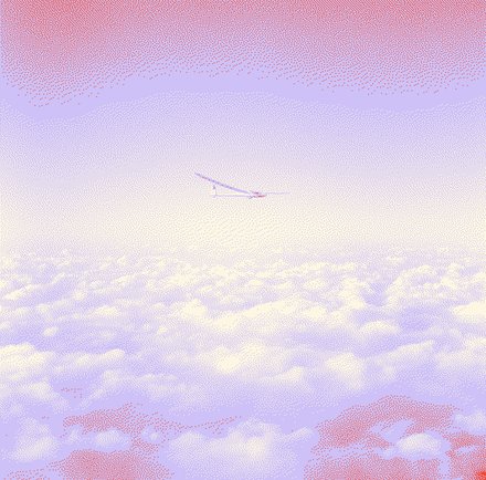 Sailplane gliding alone above the clouds.